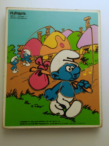 Playskool 1982 Adventure Bound Smurf 13 Piece Wood Puzzle - We Got Character Toys N More