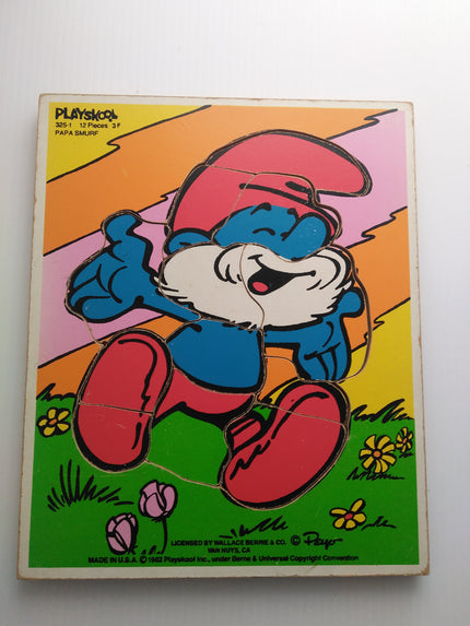Playskool 1982 Papa Smurf 12 Piece Wood Puzzle - We Got Character Toys N More